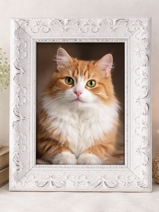 Other - White Ornate 5x7 Frame Velvet Back Cottage Farmhouse Decor